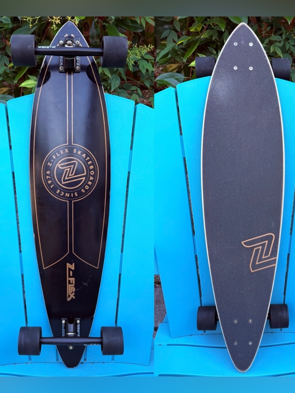 Z-Flex Skateboards Pintail Top Shelf Complete Longboard Skateboard - Black Gold